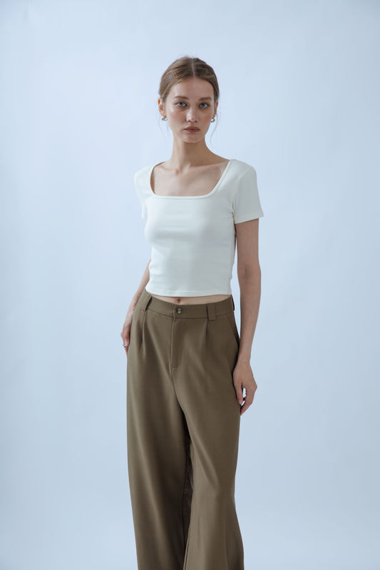 Basic Square Neck Short Sleeve Tee