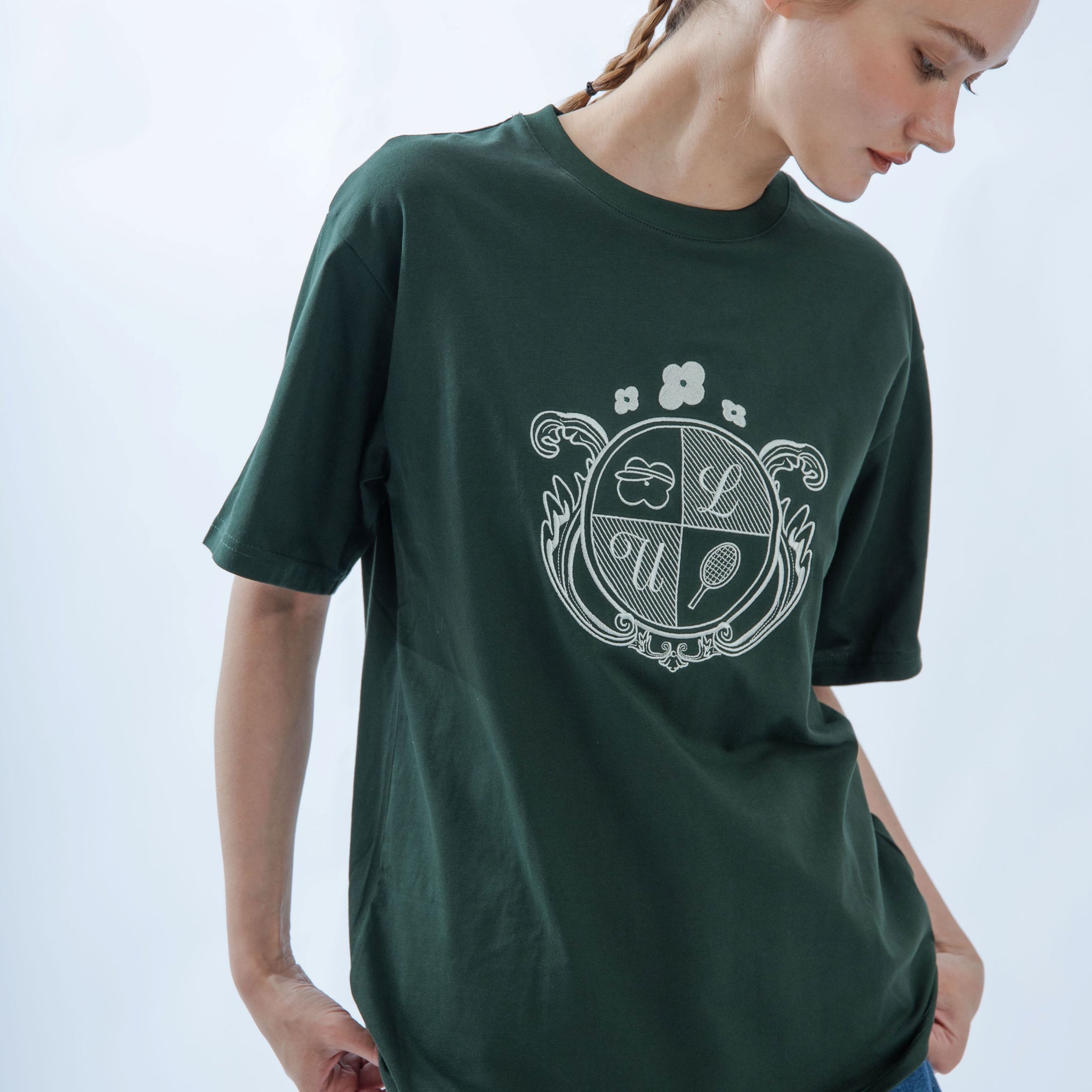 LULU Embroidery Emblem Oversize Tee (Green)