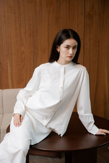 Petala Embroidery Long Sleeve Shirt (Ivory)
