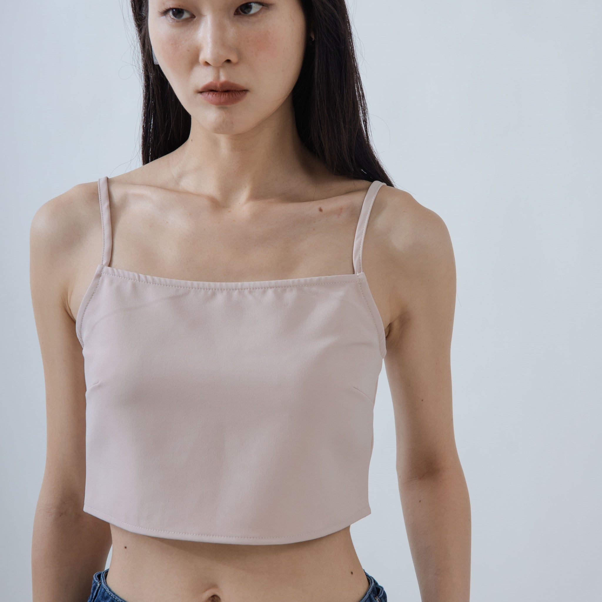 Spaghetti Strap Crop Tank Top (Pink)