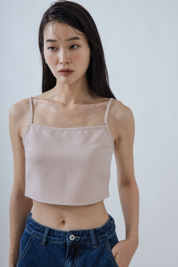Spaghetti Strap Crop Tank Top (Pink)