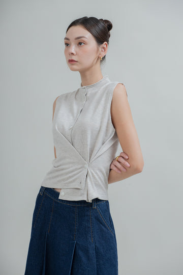 Soho Mock-Neck Sleeveless Knit (Bone)