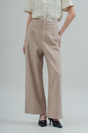 Thalia Linen Relaxed Trousers (Khaki)