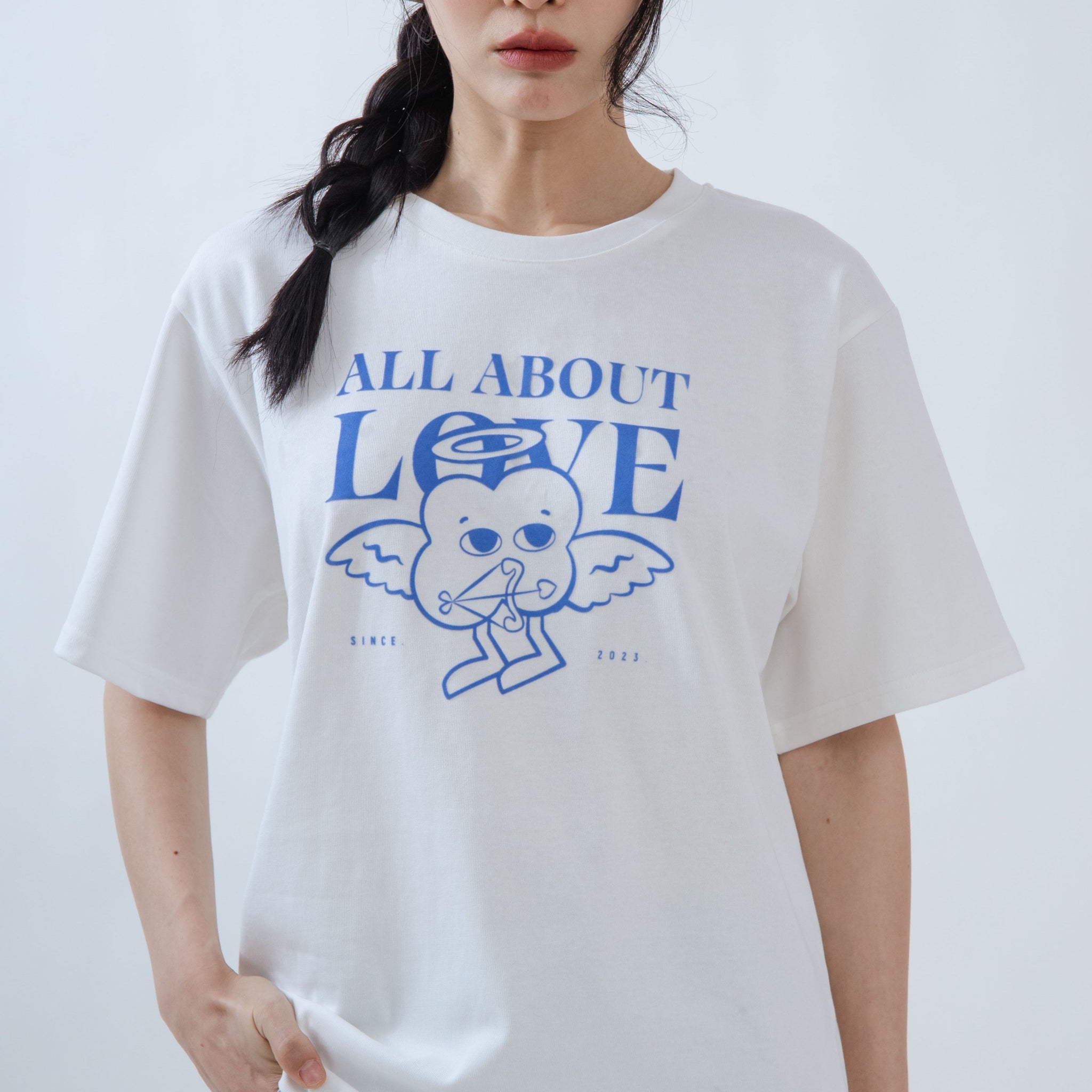 LULU All About Love Flock Print Oversize Tee (White)