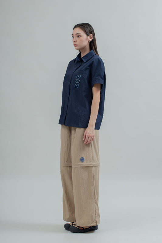 LULU Grid Textured Nylon Shirt (Navy)