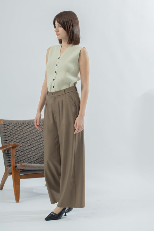 Classic Drape Trouser (Dark Brown)