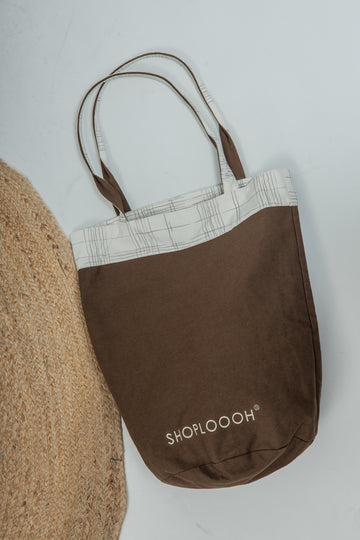 SHOPLOOOH Contrast Canvas Tote Bag