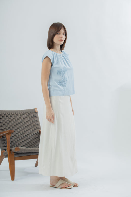 Textured Petals Blouse (Pastel Blue)