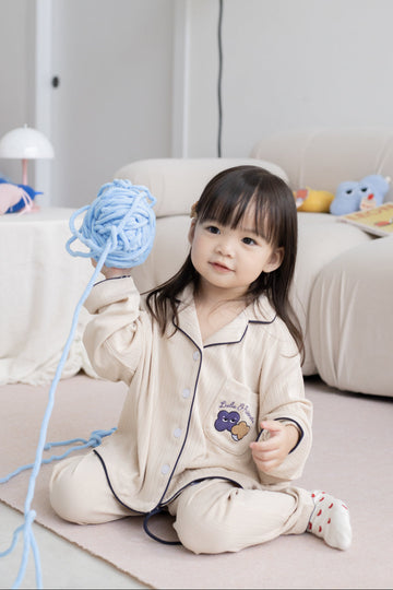 LULU Kids Drapey Long Sleeve Pyjamas Set (Beige Brown)
