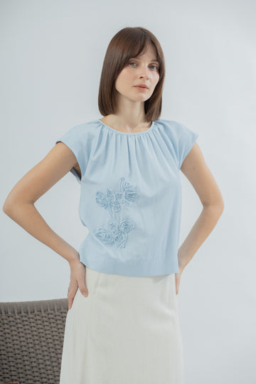 Textured Petals Blouse (Pastel Blue)