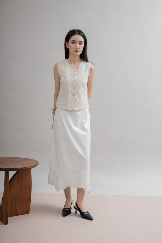 Front Pocket Casual Vest (Beige)