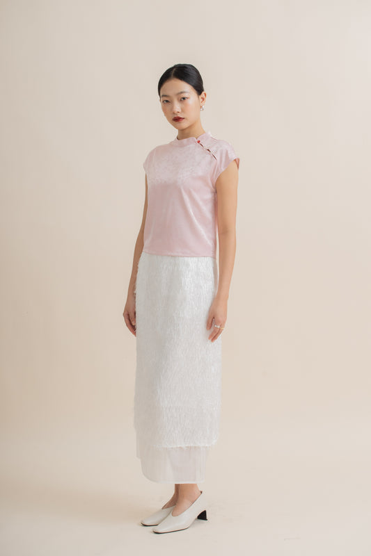 Damask Silky Cheongsam Top (Pink)