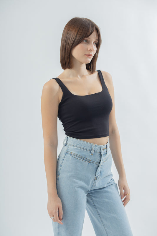Cotton Padded Square Neck Top