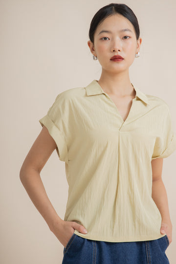 Dolman Sleeve Pleated Top (Pastel Green)