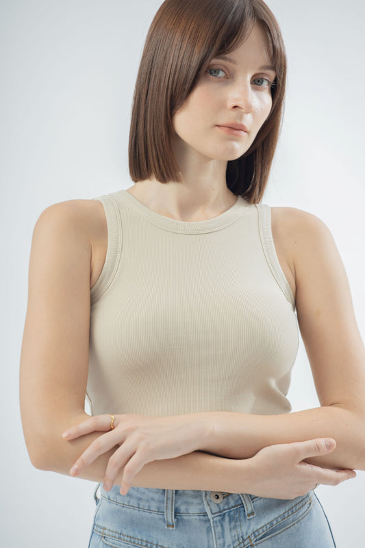 Ribbed Sleeveless Bra Top