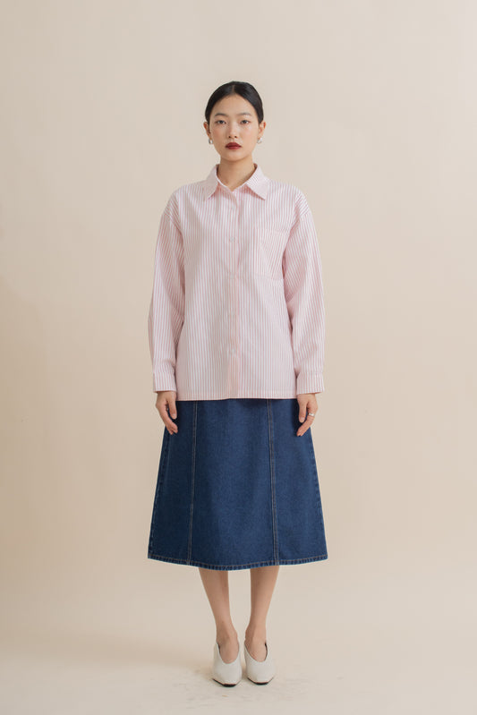 Stripes Oversize Shirt (Pink)
