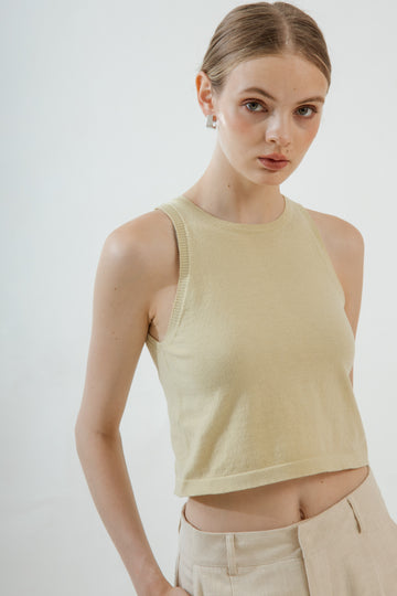 Sleeveless Knit Top (Avocado)