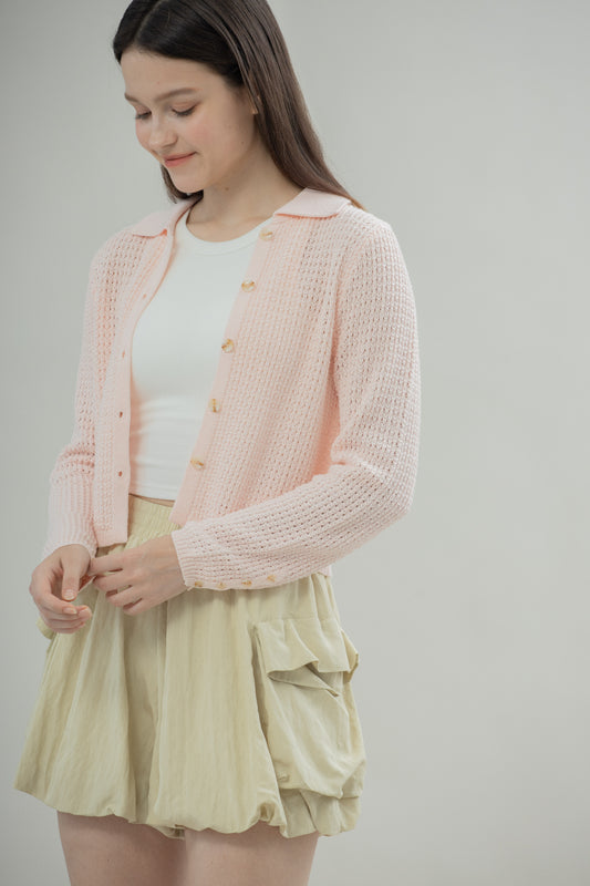 Lottie Hollow Knit Long Sleeve (Pink)