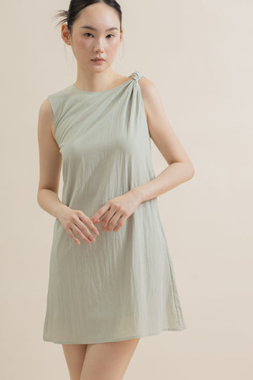Shoulder Knot Sleeveless Dress (Pastel Green)