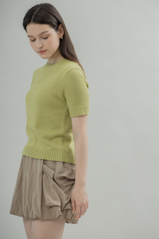 Round Neck Classic Knit Top (Green)