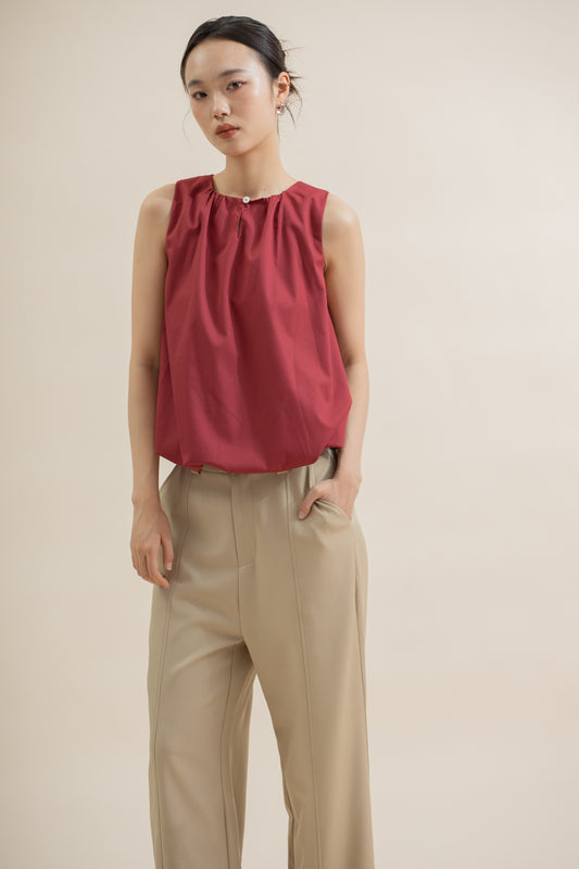 Aeris Two Way Sleeveless Puffy Top (Red)