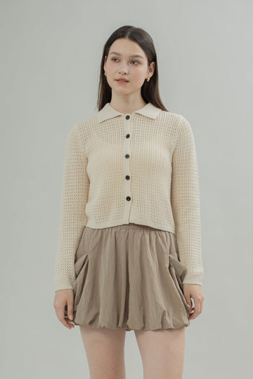 Lottie Hollow Knit Long Sleeve (Beige)