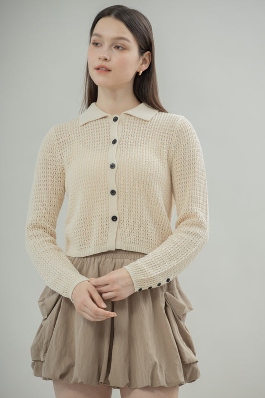 Lottie Hollow Knit Long Sleeve (Beige)