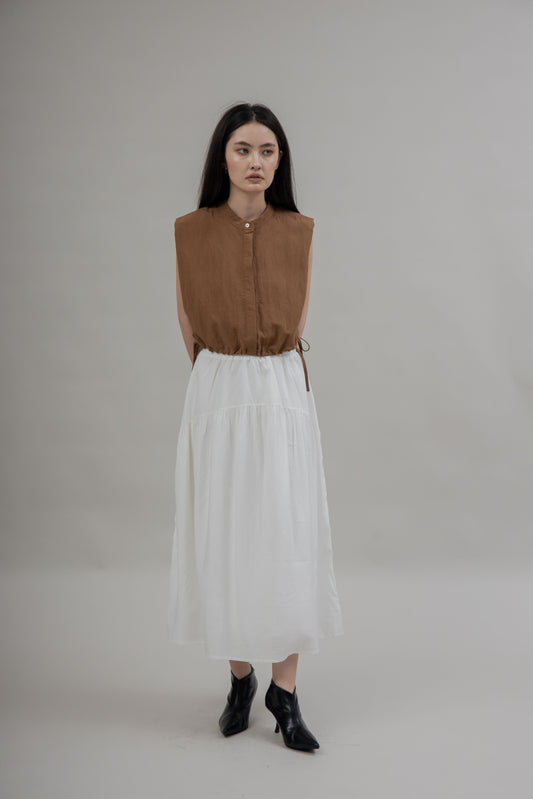 Adeline Flare Maxi Skirt (White)