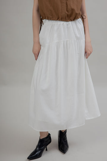 Adeline Flare Maxi Skirt (White)