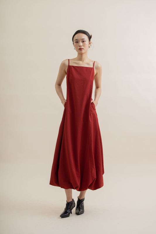 Strappy Balloon Dress (Red)