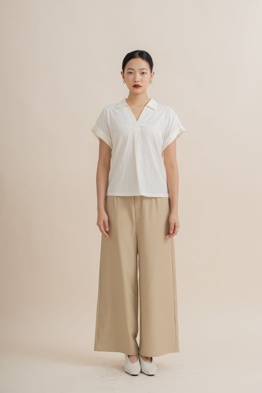 Drapey Ribbon Tie Trousers (Khaki)