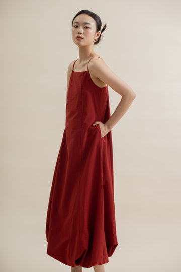Strappy Balloon Dress (Red)