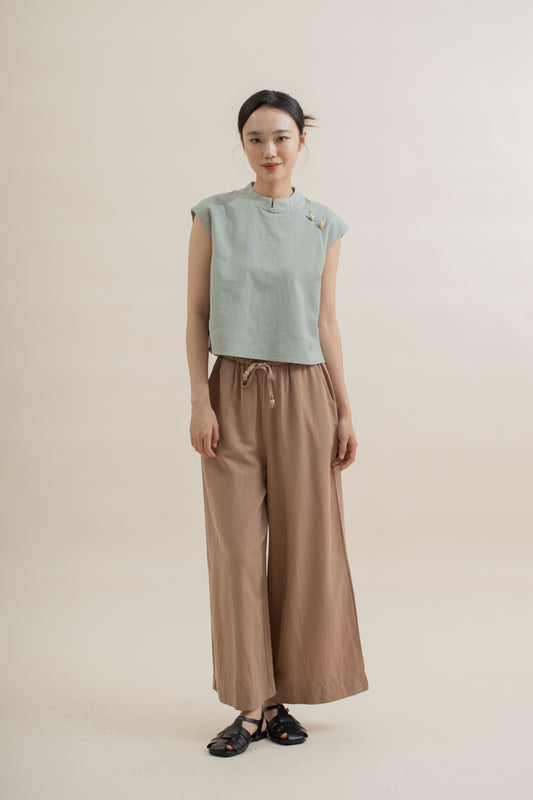 Oriental High Collar Top (Pastel Green)
