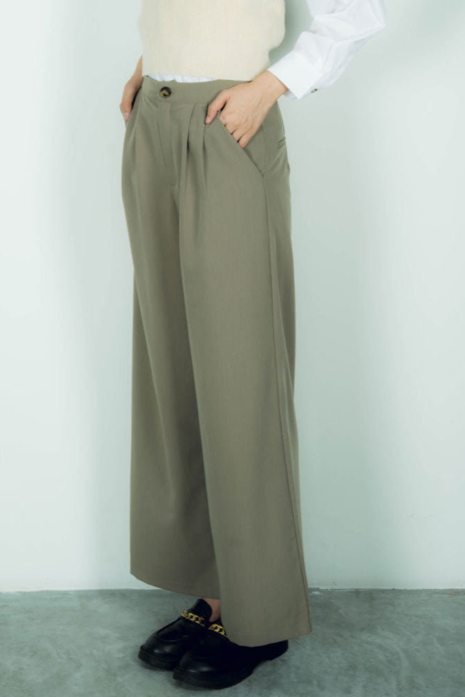 Lena Straight Cut Trousers (Khaki)